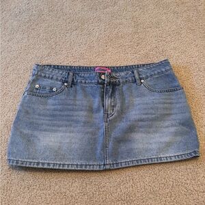 Edikted Blue Denim Mini Skirt